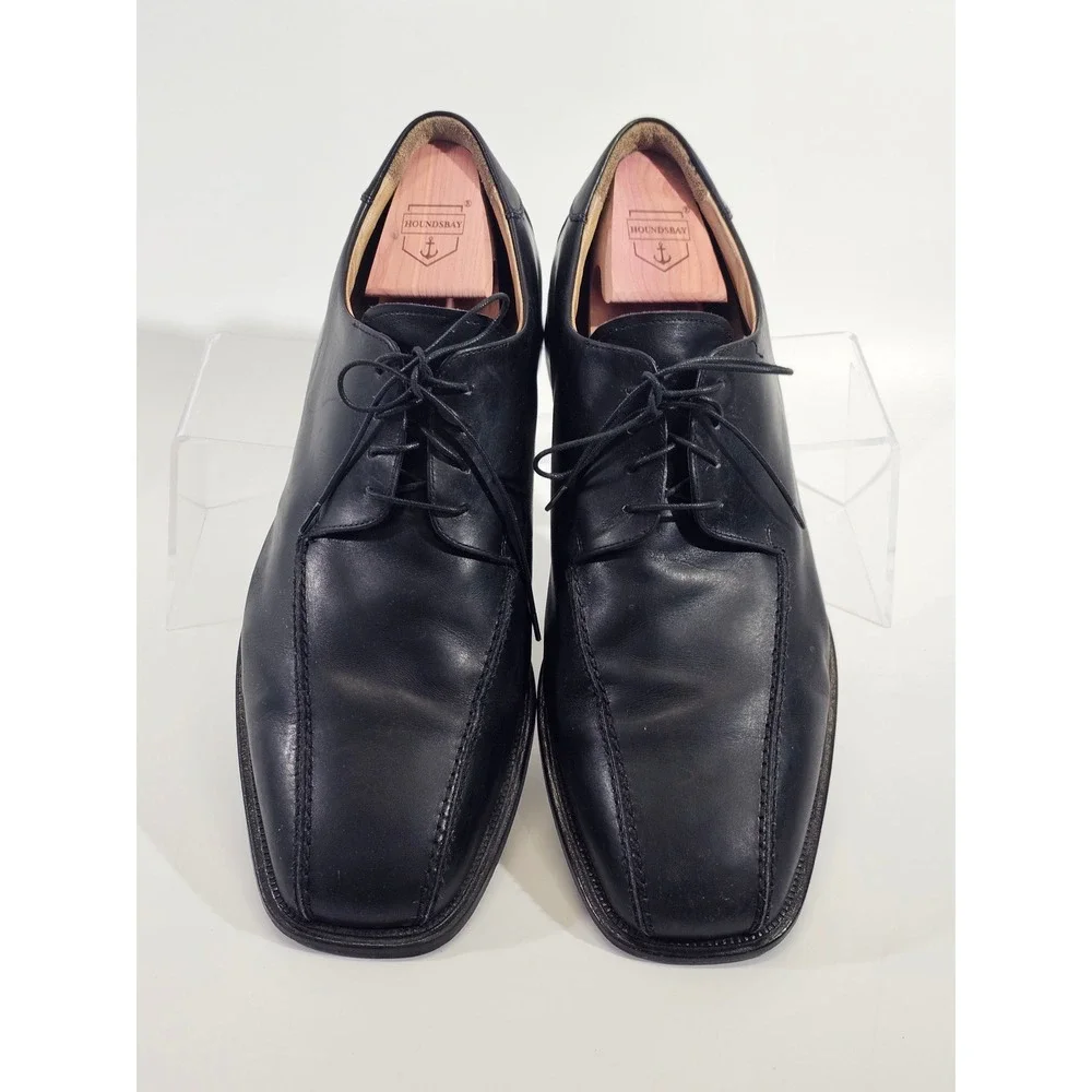 PRONTO‎ UOMO Black Leather Square Toe Derby Dress Shoes Men 13 M Made Italy EUC